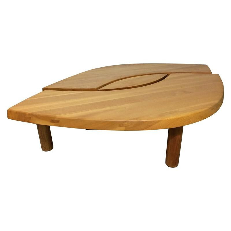 Coffee table in elm, Pierre CHAPO - 1960s