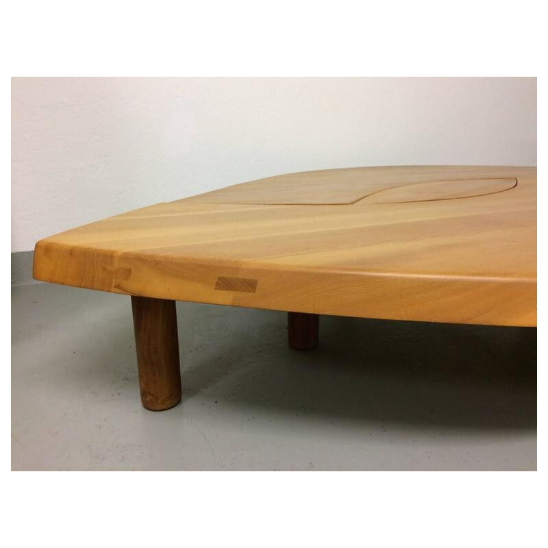 Coffee table in elm, Pierre CHAPO - 1960s