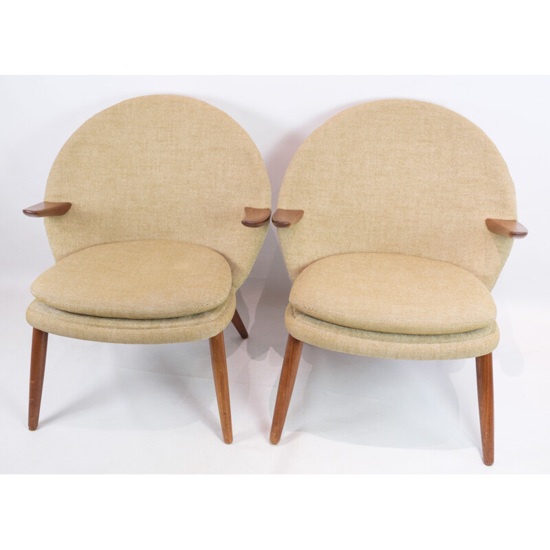 Ein Paar Vintage-Sessel aus Teakholz und Wollstoff von Kurt Olsen für Glostrup Møbelfabrik, 1960