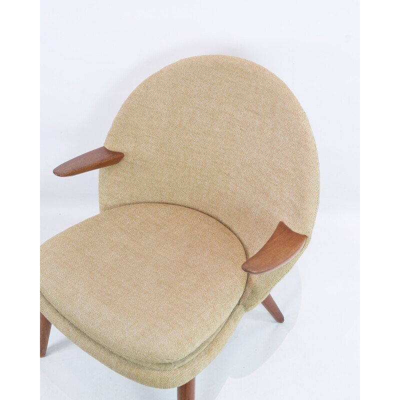 Pair of vintage teak and wool armchairs by Kurt Olsen for Glostrup Møbelfabrik, 1960