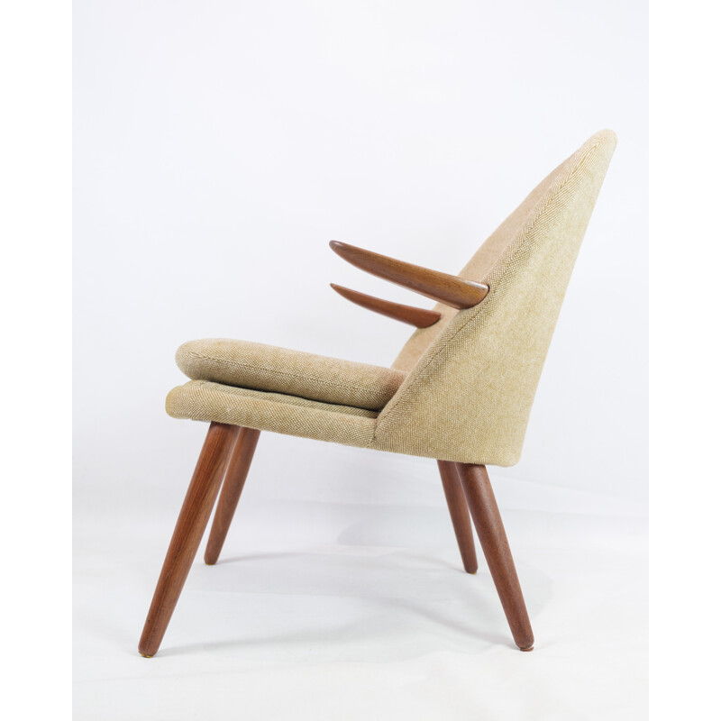 Pair of vintage teak and wool armchairs by Kurt Olsen for Glostrup Møbelfabrik, 1960