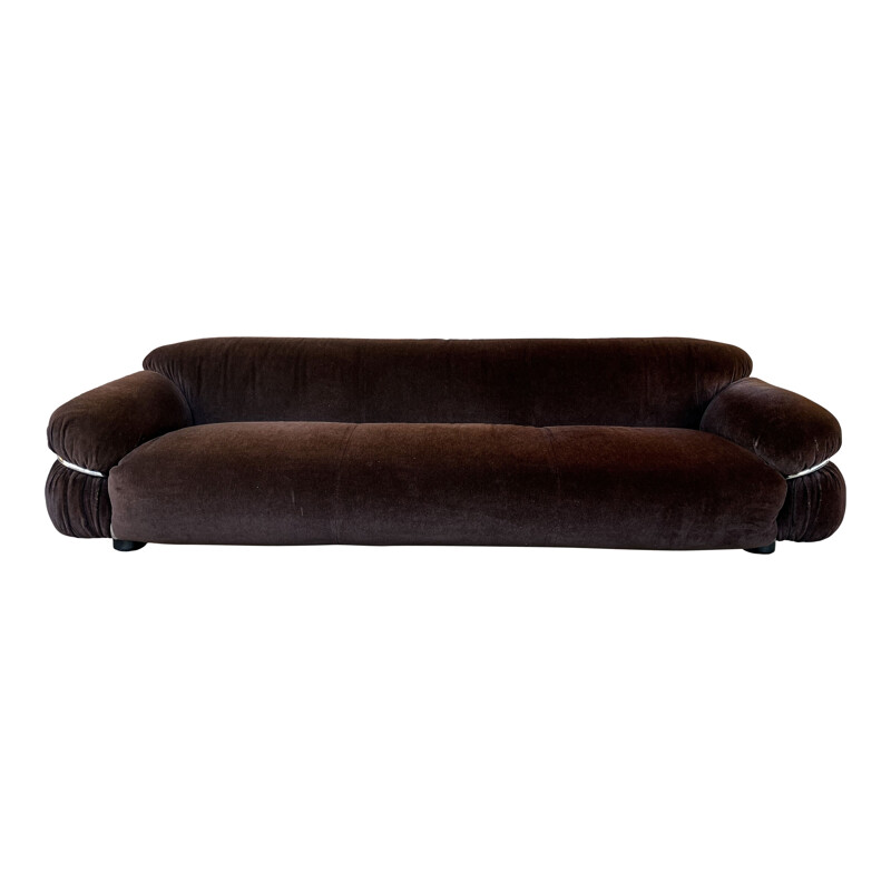 Vintage brown Alpaca velvet Sesann living room set by Gianfranco Frattini for Cassina, 1972