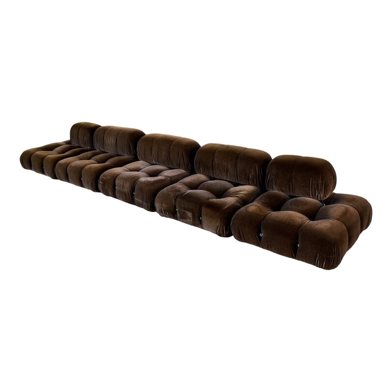 Vintage brown Alpaca velvet Camaleonda living room set by Mario Bellini for C&B Italia, 1972