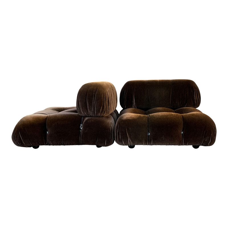 Vintage brown Alpaca velvet Camaleonda living room set by Mario Bellini for C&B Italia, 1972