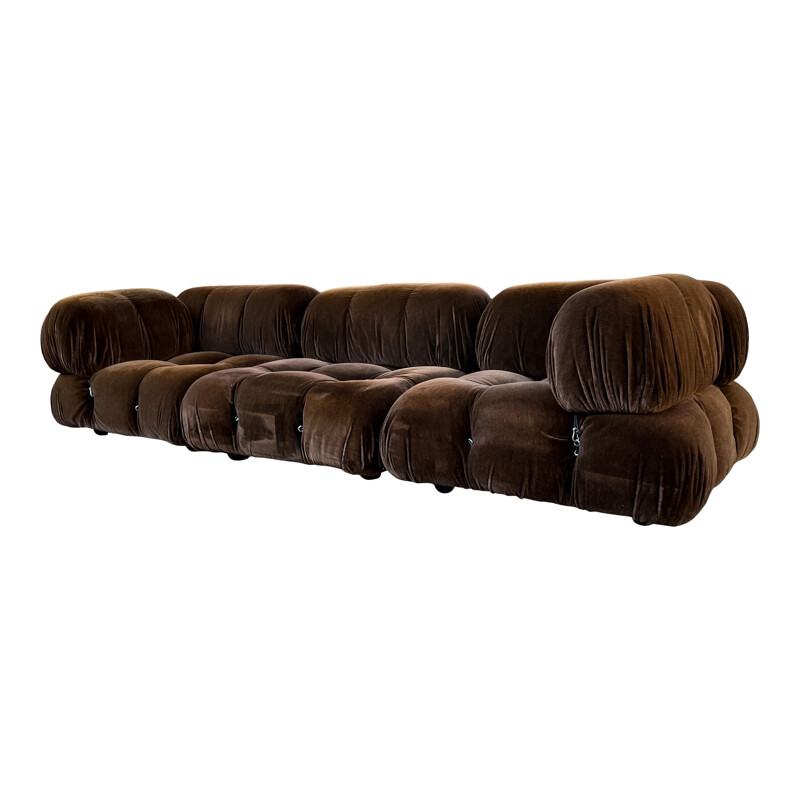 Vintage brown Alpaca velvet Camaleonda living room set by Mario Bellini for C&B Italia, 1972