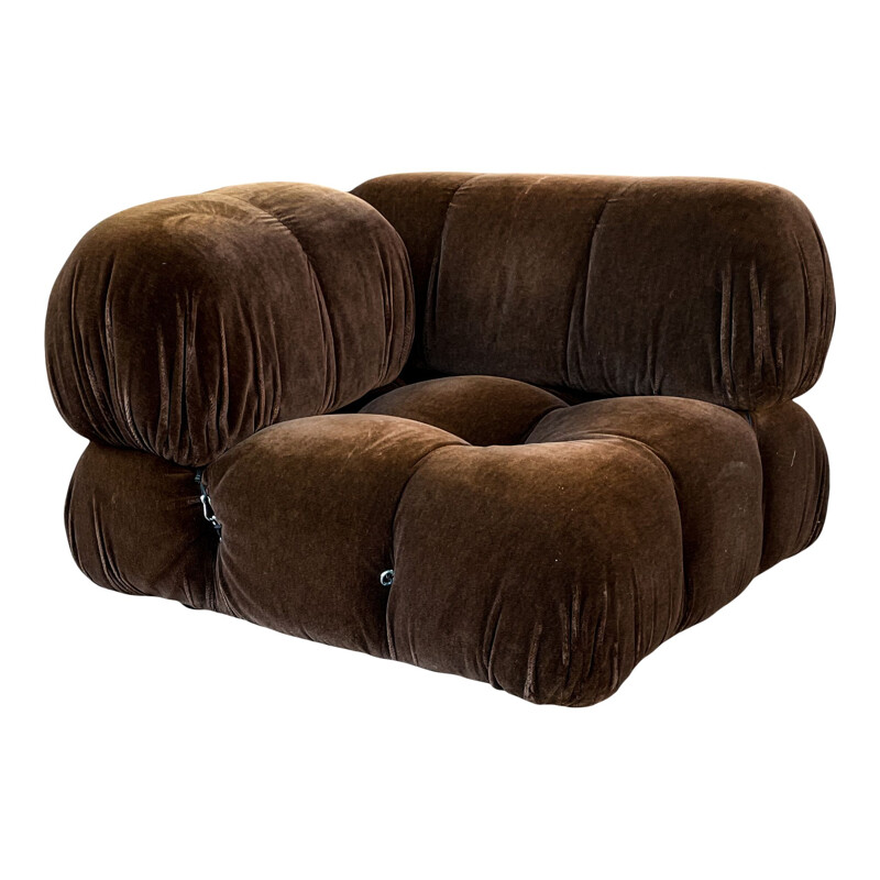 Vintage Camaleonda loungeset in bruin alpaca fluweel van Mario Bellini voor C