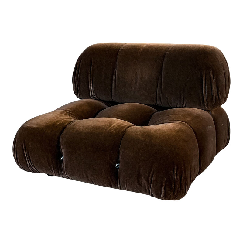 Vintage brown Alpaca velvet Camaleonda living room set by Mario Bellini for C&B Italia, 1972