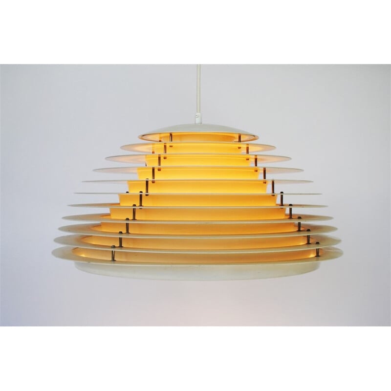 Hekla" vintage pendant lamp in heavy metal by Jon Olafsson and P.B. Lútherson for Fog, Denmark 1970