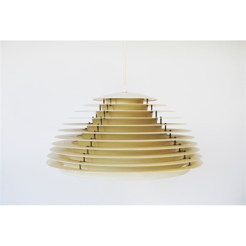 Hekla" vintage pendant lamp in heavy metal by Jon Olafsson and P.B. Lútherson for Fog, Denmark 1970