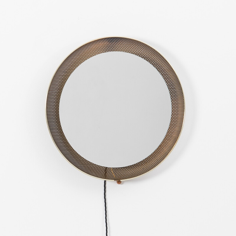 Miroir ronde néerlandais Artimeta en métal, Mathieu MATÉGOT - 1950