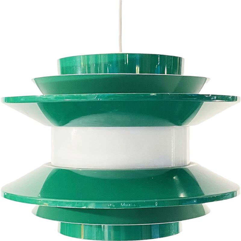 Vintage pendant lamp "Trava" green by Carl Thore for Granhaga Metallindustri, Sweden 1970s