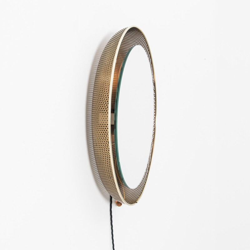 Miroir ronde néerlandais Artimeta en métal, Mathieu MATÉGOT - 1950