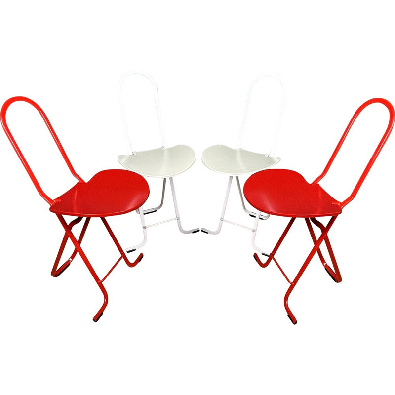 Conjunto de 4 cadeiras dobráveis Dafne vintage de Gastone Rinaldi para Thema, Itália 1980
