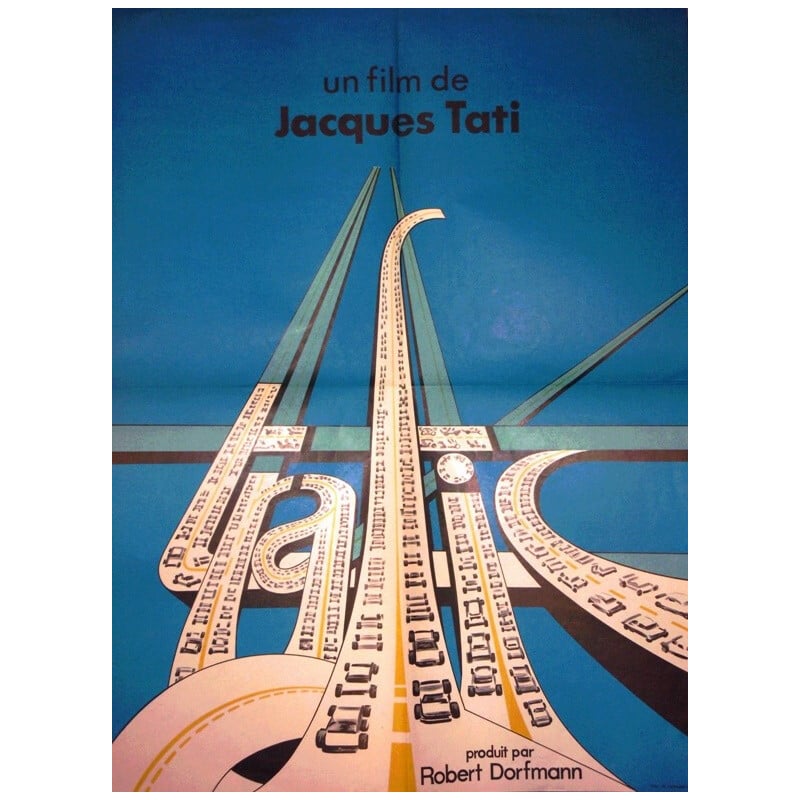 Affiche cinéma originale "Trafic" Jacques Tati - 1971