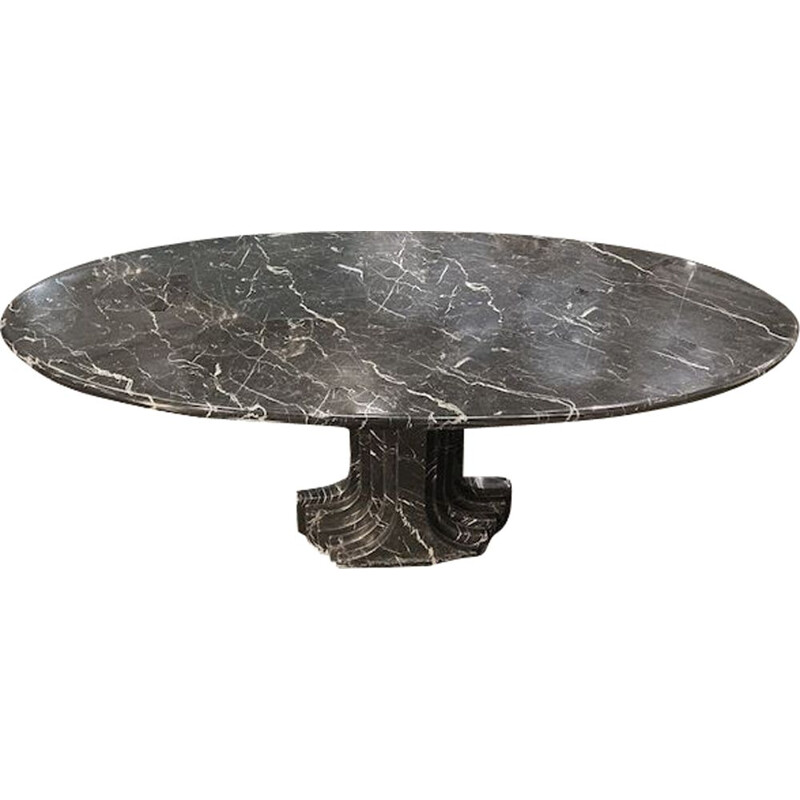 Vintage black marble table by Carlo Scarpa for Milan, 1970-1980