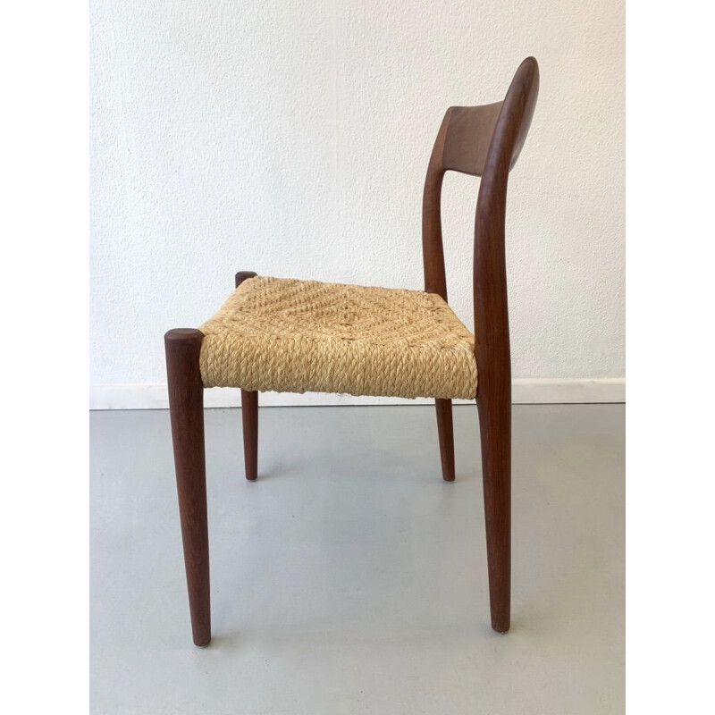 Lot de 6 chaises vintage teck et corde par Niels O. Møller pour J.L. Møllers Møbelfabrik, Danemark 1960