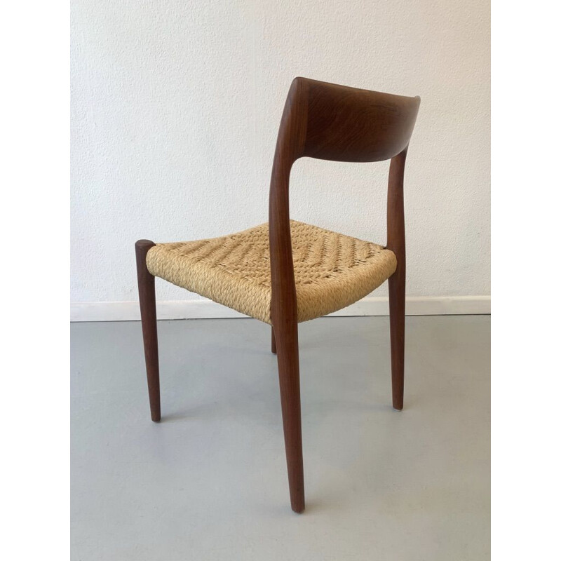 Lot de 6 chaises vintage teck et corde par Niels O. Møller pour J.L. Møllers Møbelfabrik, Danemark 1960