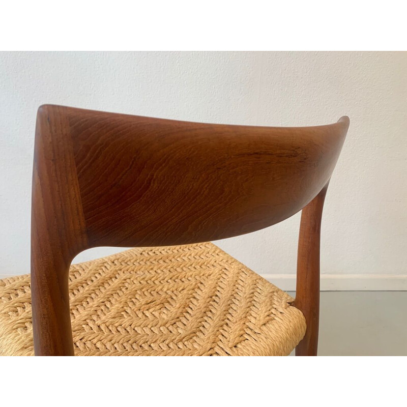 Set of 6 vintage teak and rope chairs by Niels O. Møller for J.L. Møllers Møbelfabrik, Denmark 1960