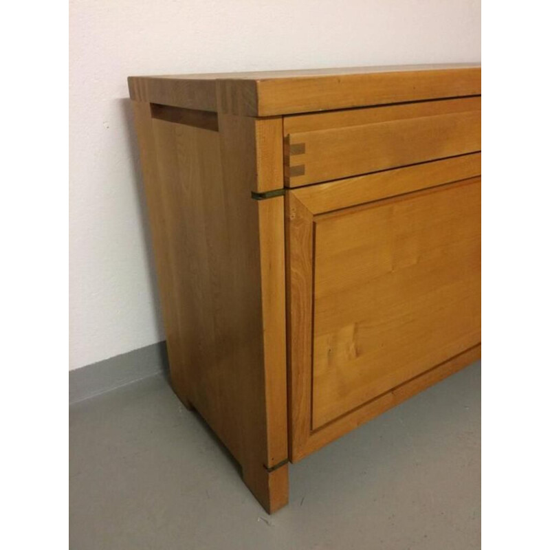 Vintage massief iepenhouten dressoir R08 van Pierre Chapo, Frankrijk 1970