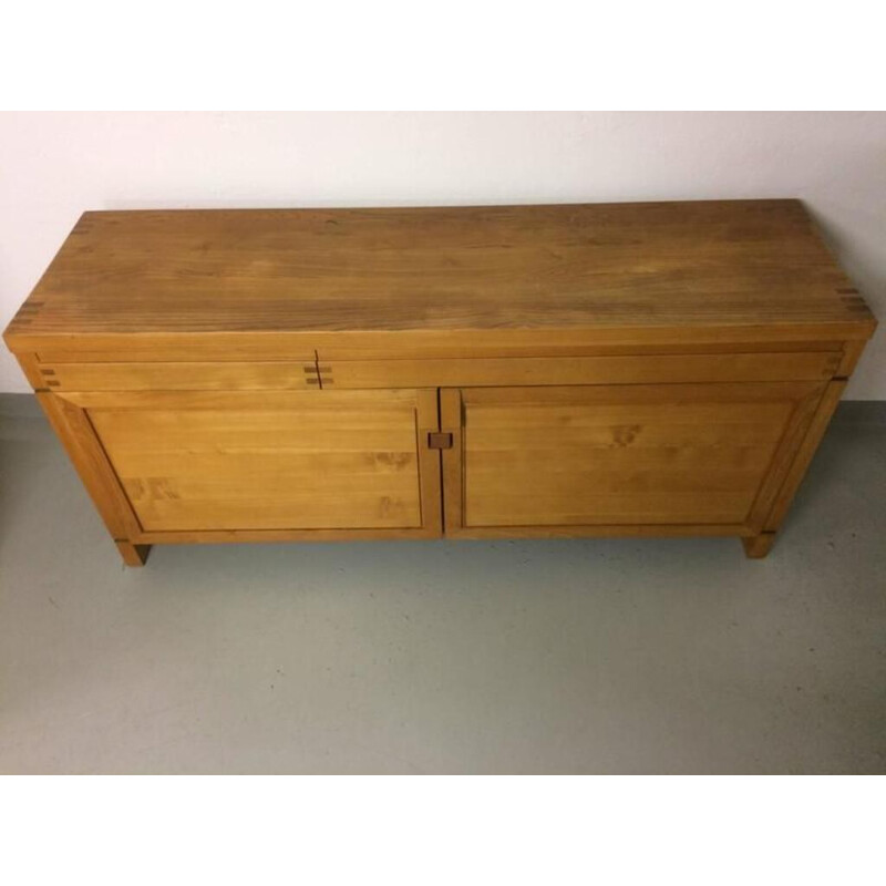 Vintage massief iepenhouten dressoir R08 van Pierre Chapo, Frankrijk 1970