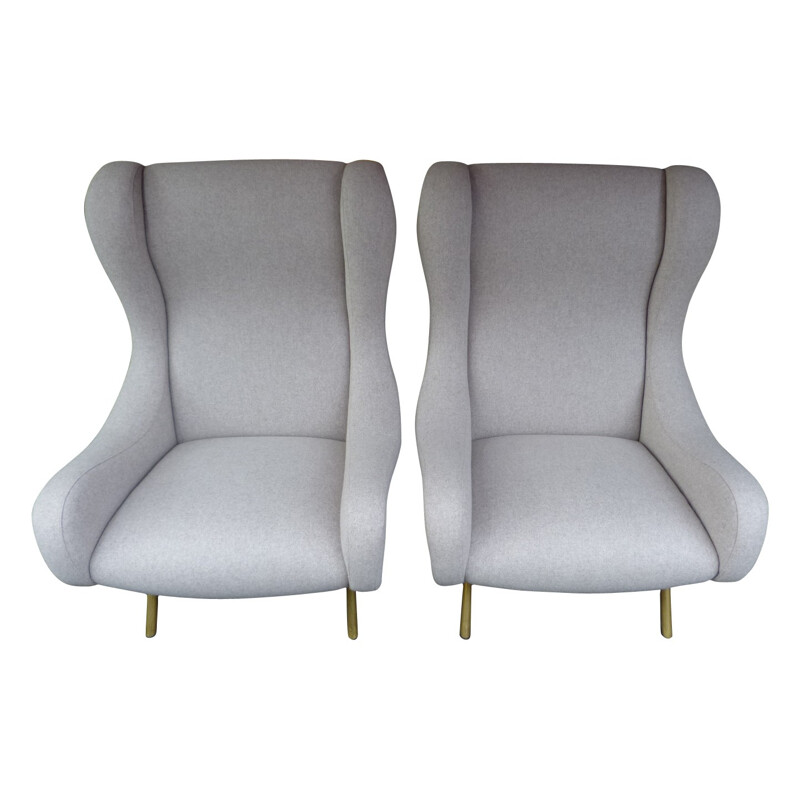 Pair of light beige "Senior" armchairs, Marco ZANUSO - 1951