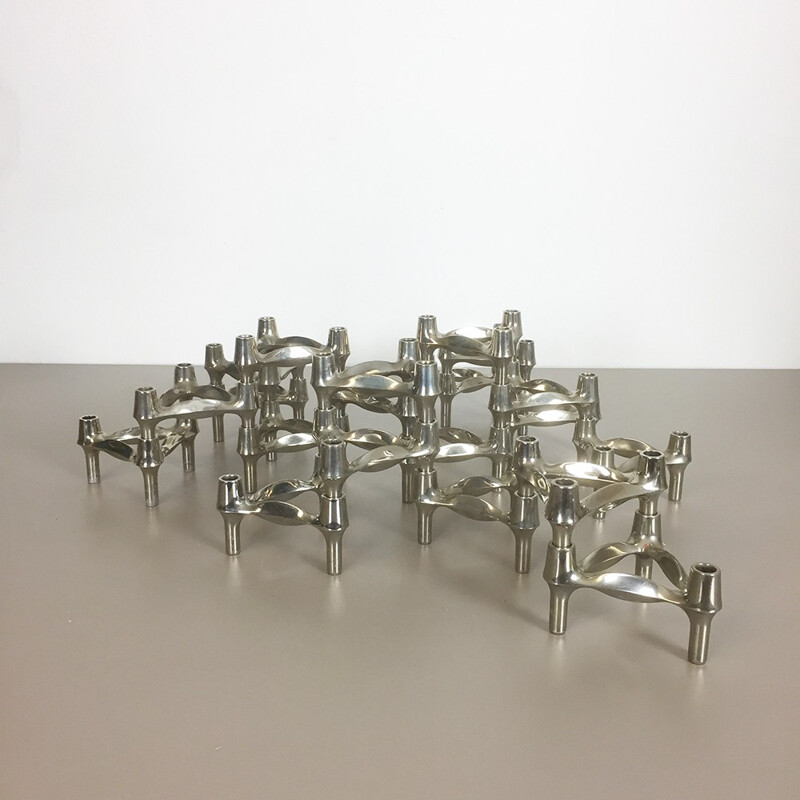 Set of 20 Bfm Nagel candle holders in metal - 1970s