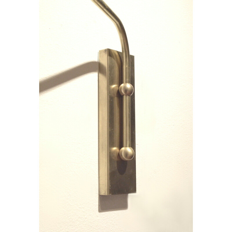 Wall lamp with swivel arm in brass and perforated metal - 1950s