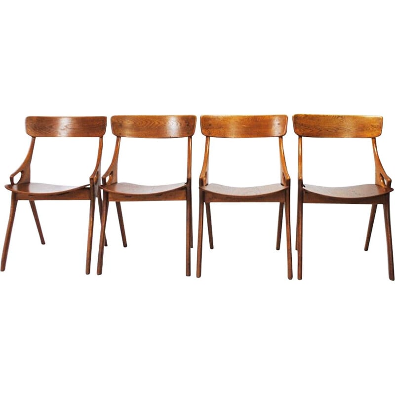 Juego de 4 sillas vintage de madera de teca de Hovmand Olsen para Mogens Kold, 1960
