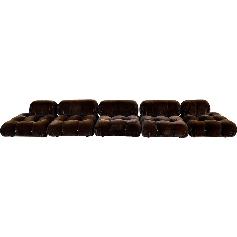 Vintage brown Alpaca velvet Camaleonda living room set by Mario Bellini for C&B Italia, 1972