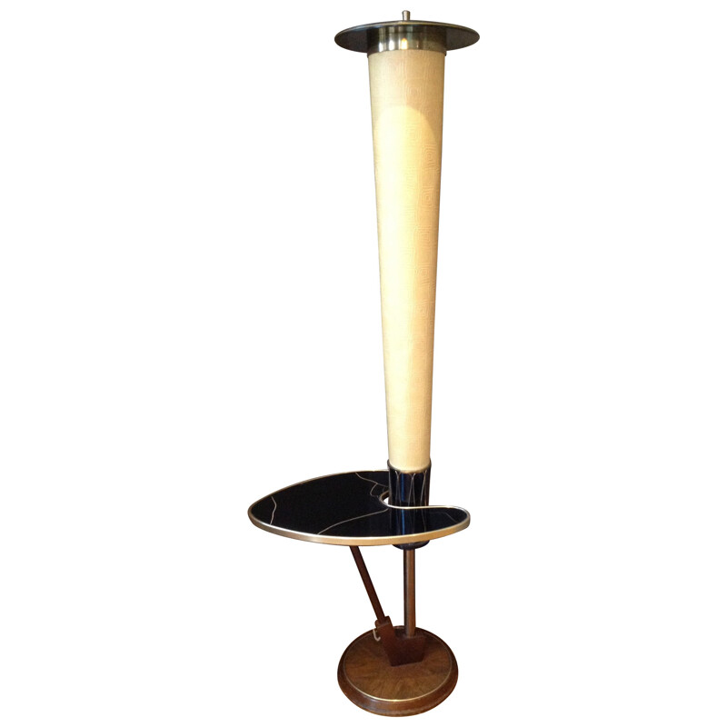 Floor lamp in brass, metal and wood - 1960s