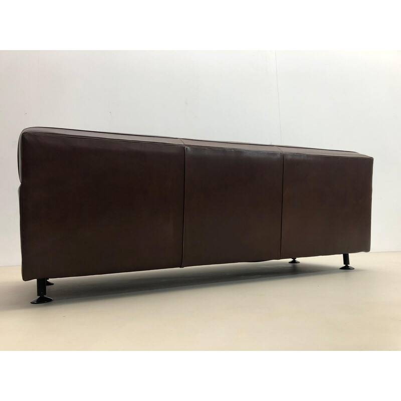 Vintage quadratisches Sofa aus braunem Leder von Marco Zanuso für Arflex, 1960