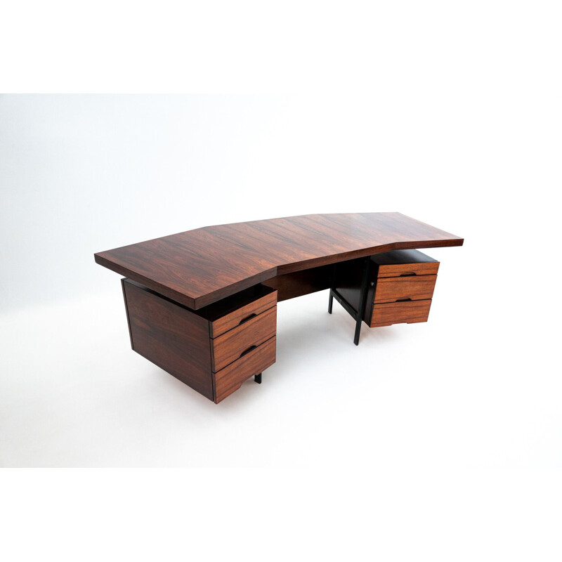 Vintage Italiaans houten bureau met laden, Italië 1960