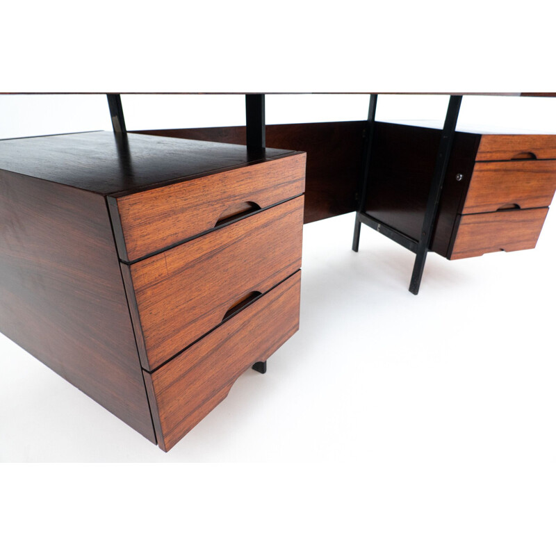 Mid-century Italian wooden desk with drawers, Italy 1960s