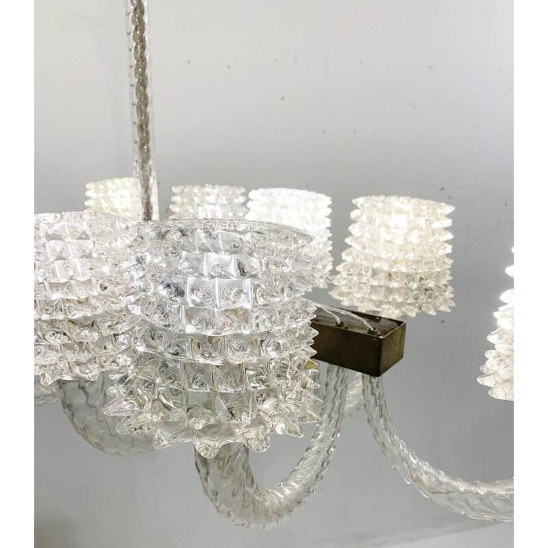 Vintage Rostrato glass chandelier by Ercole Barovier, Italy 1940s