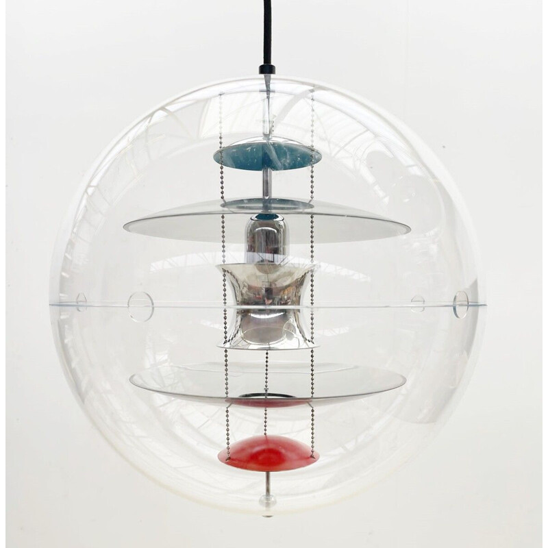 Ensemble de 3 suspensions vintage à globe en verre verpan par Verner Panton, Italie 1970