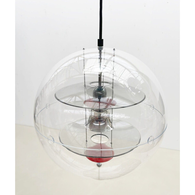 Set of 3 vintage Verpan glass globe pendant lamps by Verner Panton, Italy 1970