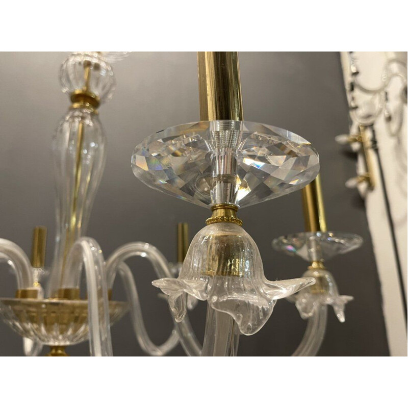 Lámpara italiana vintage de cristal de Murano