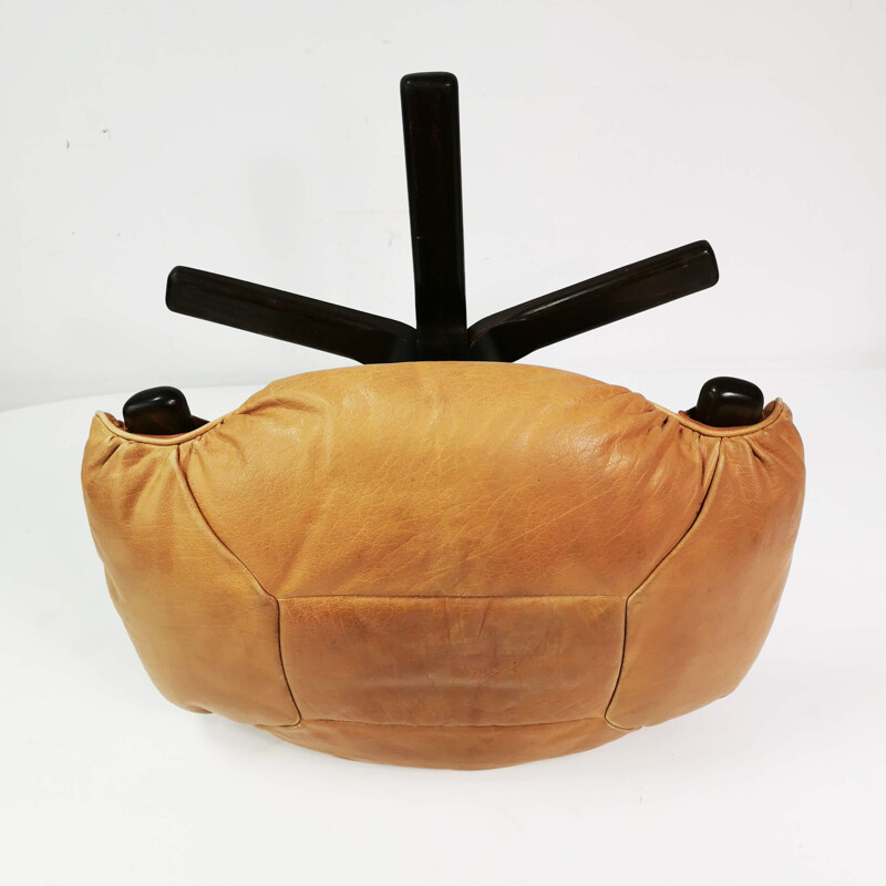 Vintage leather pouffe by Gote Mobler Nassjo, Sweden 1970s