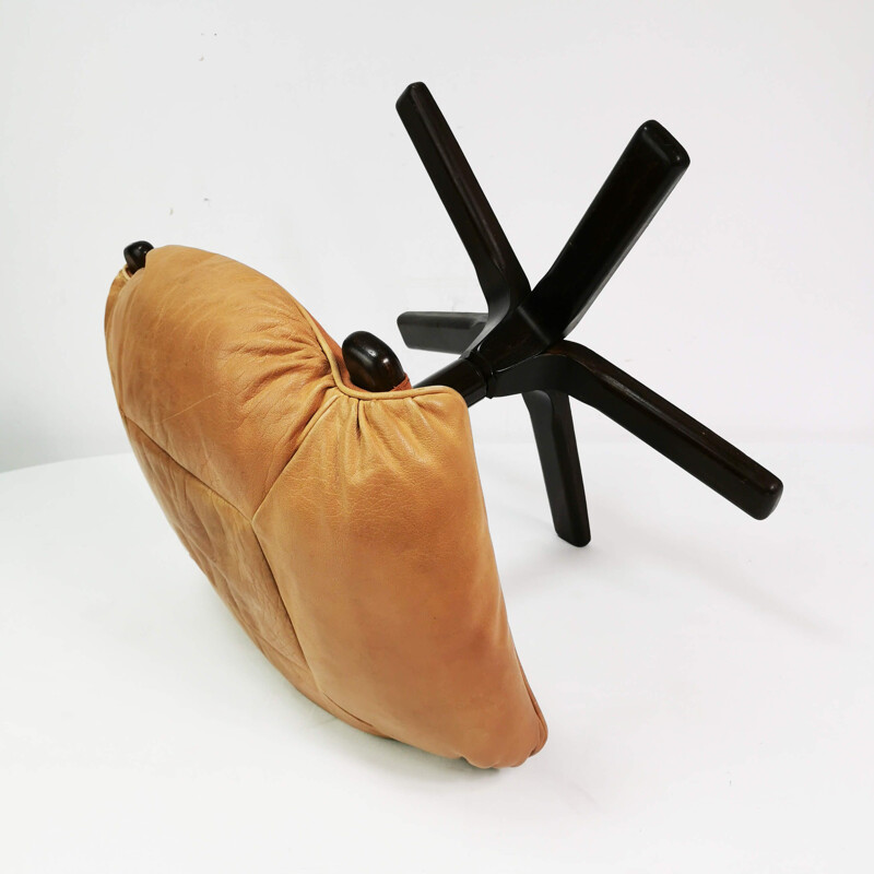 Vintage leather pouffe by Gote Mobler Nassjo, Sweden 1970s