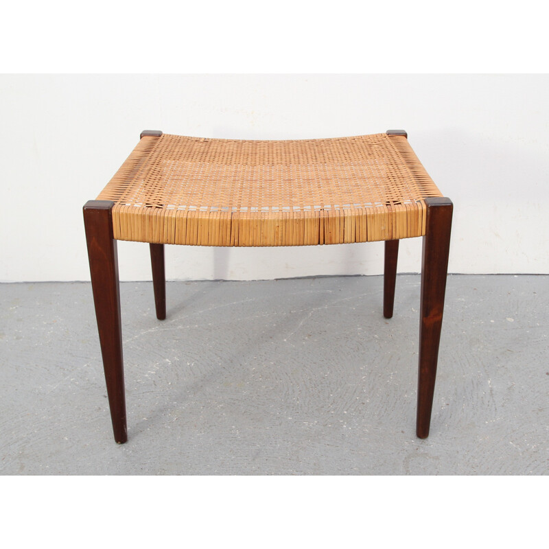 Danish stool in teak and seagrass -1950s