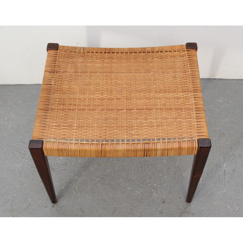 Danish stool in teak and seagrass -1950s