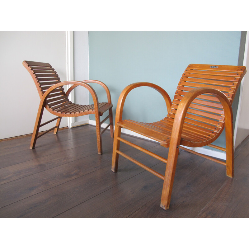 Vintage children's armchair in Kibofa wood, 1950