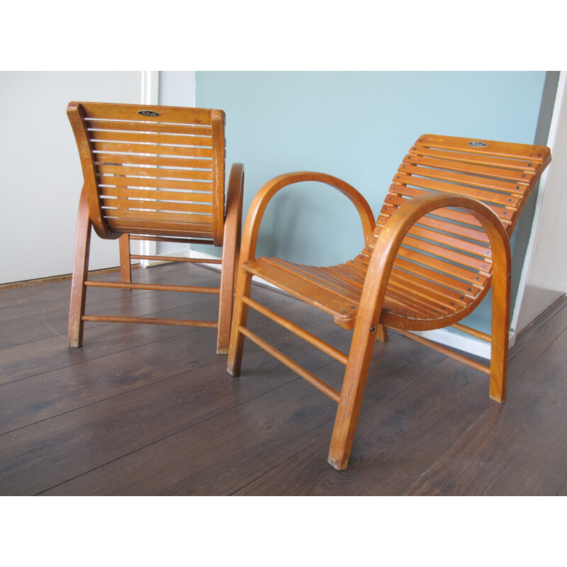 Vintage children's armchair in Kibofa wood, 1950