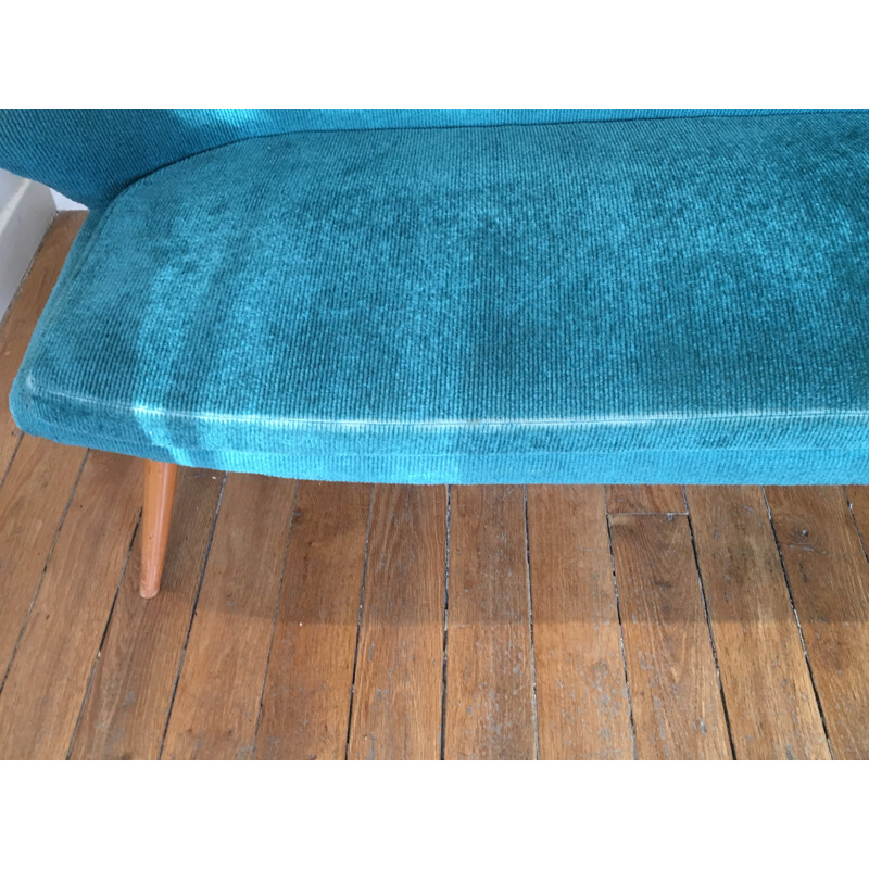 2 seater sofa in blue velvet - 1960s