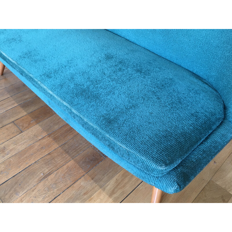 2 seater sofa in blue velvet - 1960s