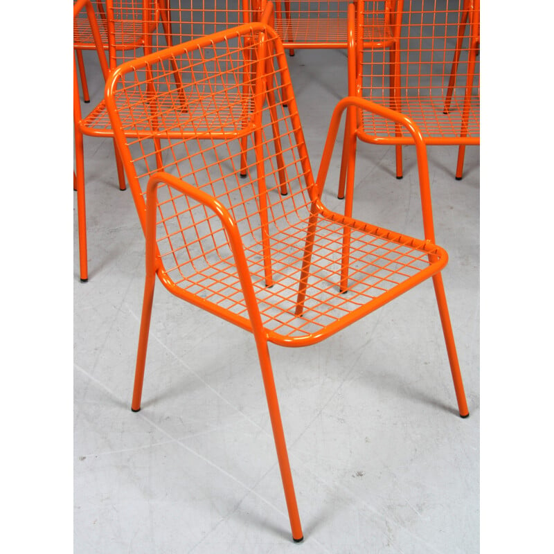 Chaise en métal orange - années 80