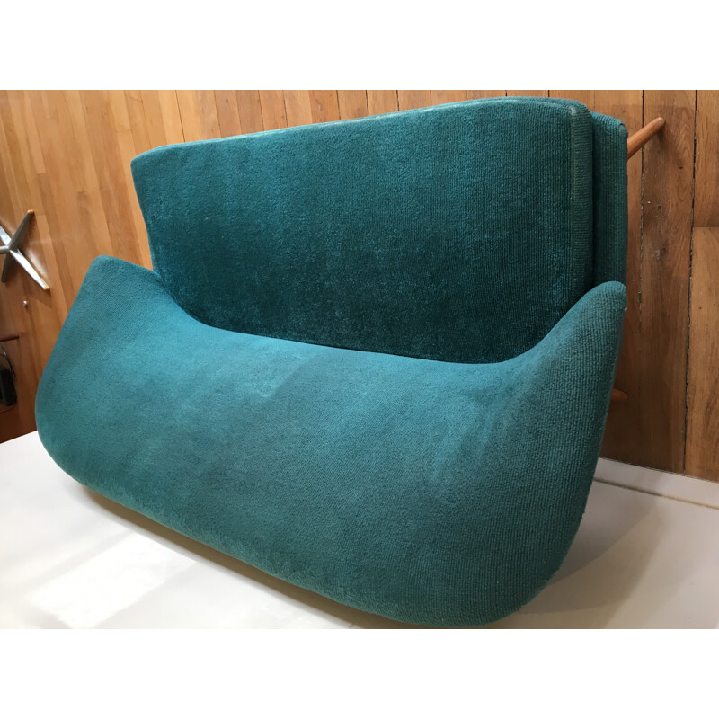 2 seater sofa in blue velvet - 1960s