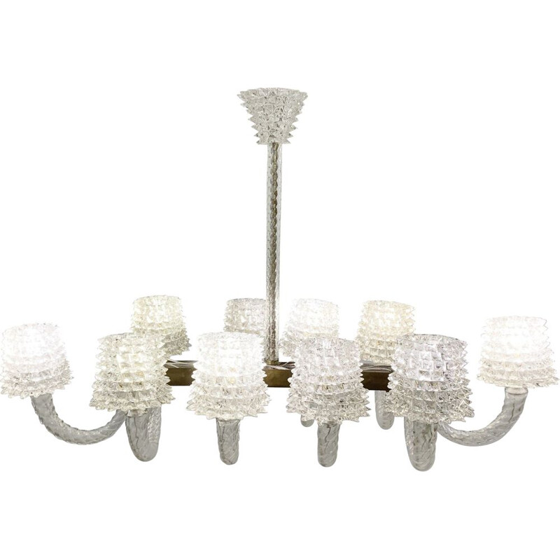 Lustre de vidro Vintage Rostrato por Ercole Barovier, Itália 1940