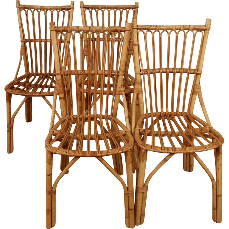 Vintage rattan dining set, 1960-1970