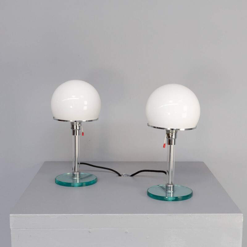 Paire de lampes de table vintage "Wg 24" Tecnolumen par Wilhelm Wagenfeld